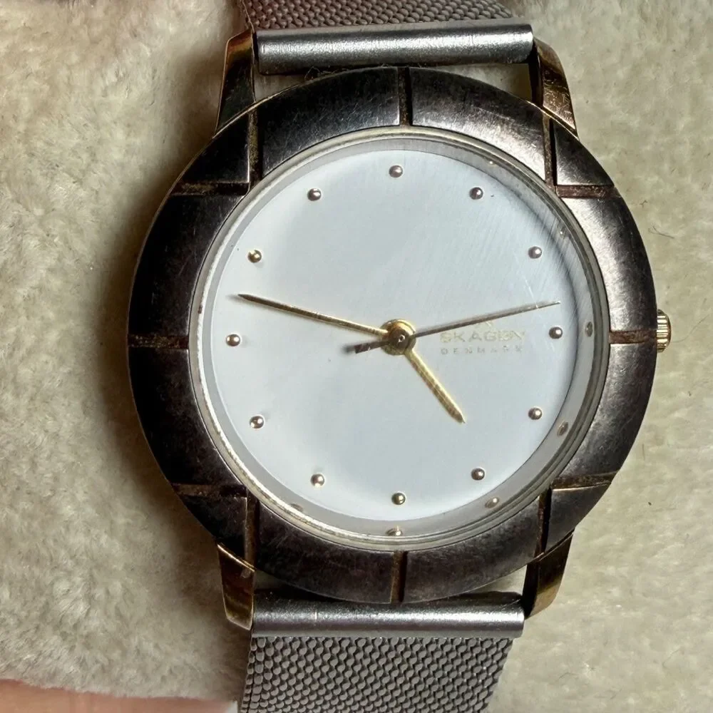 Skagen Denmark Ultra Slim 3LGS Quartz Watch White Dial Mesh Band AS IS NR